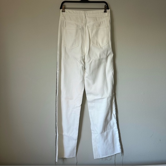 Zara White Fringe Wide Leg Jean - Picture 3 of 4